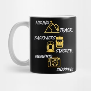 Hiking Track, Backpack Stacked, Moments Snapped Mug